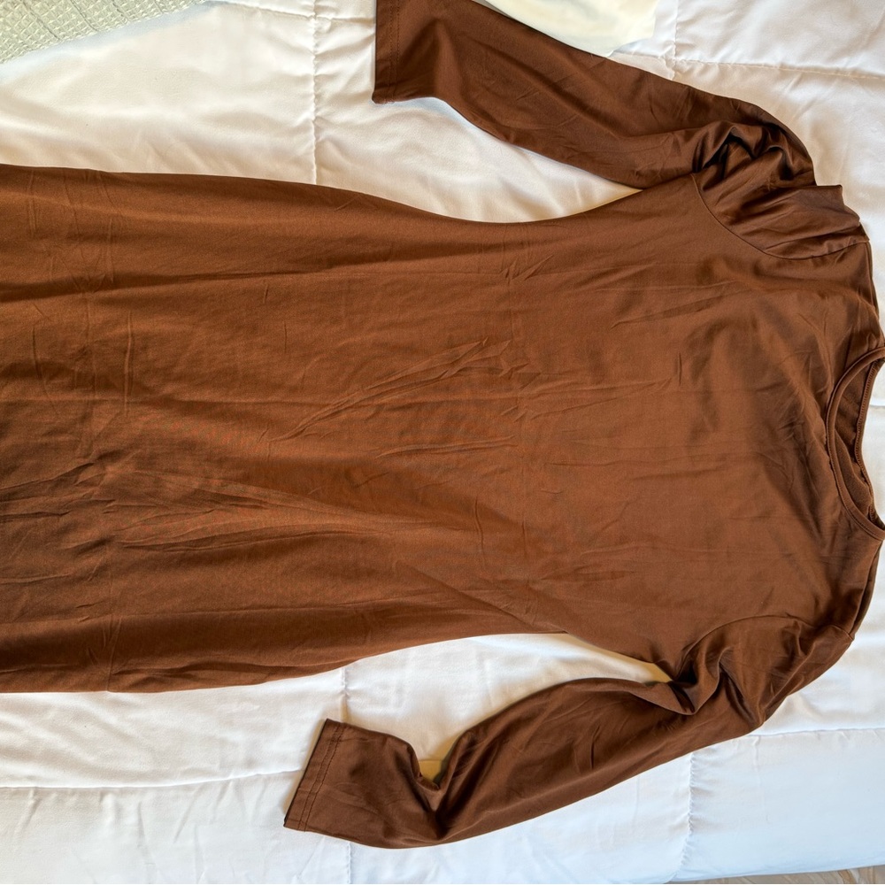Brown Long Sleeve Dress
